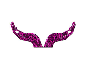 Donation Charity hands Purple Glitter Icon Logo Symbol illustration
