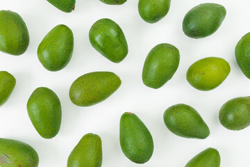 Pattern made of Avocados on white background. Flat lay. Healthy food concept.