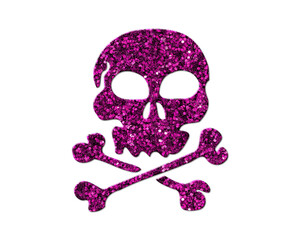 Sugar dead Skull Bones Pirate Purple Glitter Icon Logo Symbol illustration
