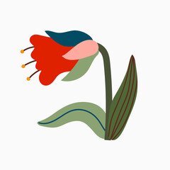 Stylish abstract botanical illustration for home decor. Decorative hand-drawn bell flower  on white background. Flower card design or floral print.