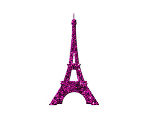 Fototapeta na wymiar Eiffel Tower Paris, France Purple Glitter Icon Logo Symbol illustration 