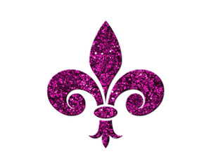 Fleur de lis, Christianity Purple Glitter Icon Logo Symbol illustration
