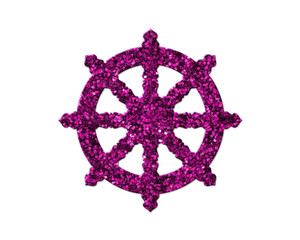 Dharmachakra, Dharma Wheel Purple Glitter Icon Logo Symbol illustration

