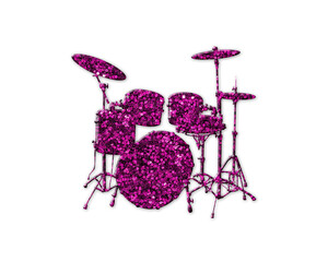 Drummer Musician Drum Purple Glitter Icon Logo Symbol illustration
