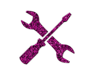 Electrician Mechanic screwdriver Purple Glitter Icon Logo Symbol illustration

