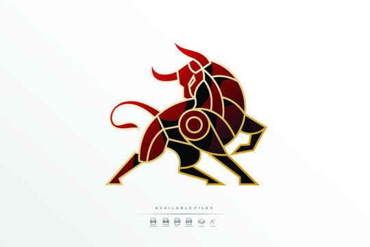 Modern Mecha Robotic Angry Bull Logo Design Icon