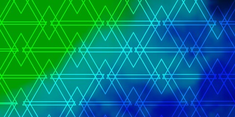 Light Blue, Green vector background with lines, triangles. Illustration with colorful gradient triangles. Template for landing pages.