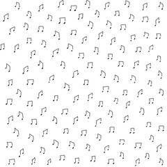 Naklejka premium Seamless Vector Hand Drawn Music Note Background Seamless Black and White Pattern