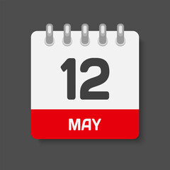 Icon day date 12 May, template calendar page