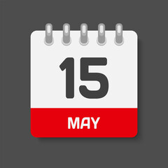 Icon day date 15 May, template calendar page