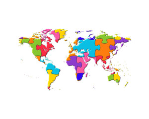 Fototapeta na wymiar World Map Earth Jigsaw Autism Puzzle Icon Logo illustration