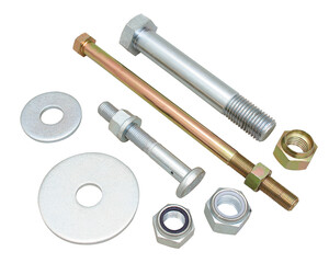 different types of nuts and bolts or hardware fasteners 