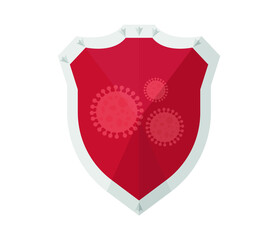 Virus epidemic concept. Vector modern flat illustration. protection shield isolated on white background. Design element for medicine banner, infographic, web, poster.
