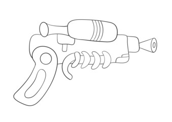 Blaster line icon. Laser blaster gun icon on white background. Futuristic space weapon. Cosmic army raygun equipment. Virtual reality shooting device vector illustration