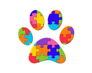 Footprint Paw foot Jigsaw Autism Puzzle Icon Logo illustration