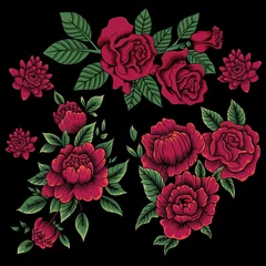 Foto op Canvas Vector illustration of Red Roses © Dominico