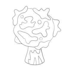 Fantastic magic mushroom. Line. Coloring book. Decorative nature element. Isolated on a white background. Vector illustration