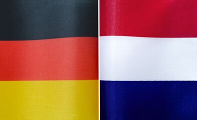 fragments of the national flags of Germany and the Netherlands in close-up