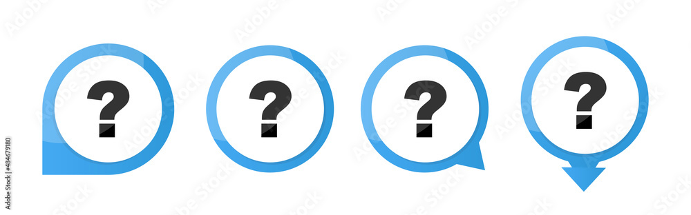 Poster question map pointers icon set. question mark in bubble pointers. answer sign. help symbol. vector i