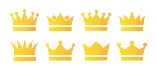 Crown king icons set. Gold premium quality symbols. Royal vintage crowns. Vector illustration.ile