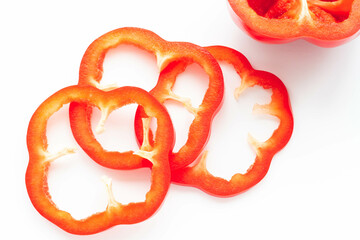 Fresh vegetable close-up. Bulgarian pepper on a white background.