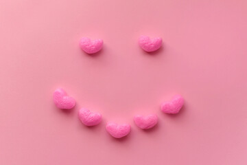 face made of hearts. Valentine's Day concept with red hearts