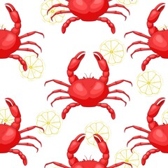 Sea food seamless pattern engraving crab - 484679997