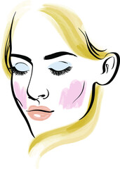 Beautiful vector fashion beauty portrait. Woman abstract face.