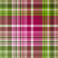 Seamless pattern in bright pink and green colors for plaid, fabric, textile, clothes, tablecloth and other things. Vector image.