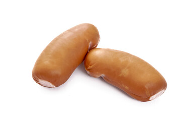 Juicy sausages on a white isolated background
