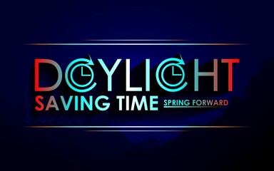 Summer banner with gradient color text and light lines on dark blue background