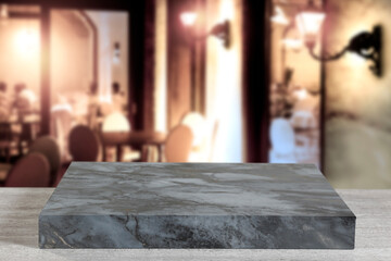Stone table with free space and interior background 