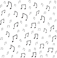 Seamless Vector Hand Drawn Music Note Background Seamless Black and White Pattern