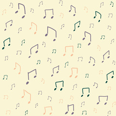 Seamless Vector Hand Drawn Music Note Background Seamless Pattern