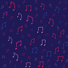 Seamless Vector Hand Drawn Music Note Background Seamless Blue Pattern