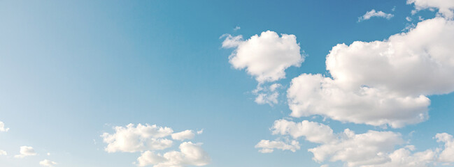 Few clouds in blue sky, summer sky background, copy space