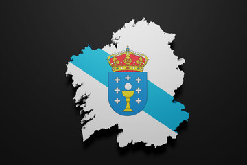 3d Galicia region flag and map - 484685102
