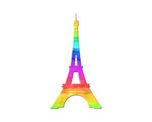 Eiffel Tower Paris, France symbol, LGBT Gay Pride Rainbow Flag icon logo illustration