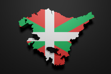 3d Basque Country region flag and map