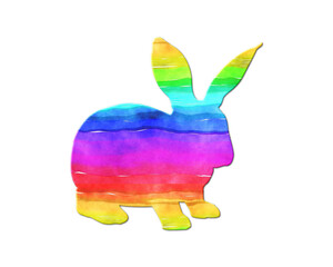 Rabbit bunny Easter symbol, LGBT Gay Pride Rainbow Flag icon logo illustration