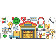 Fototapeta premium Logistic illustration in editable style