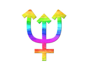 Trident, Neptune symbol, LGBT Gay Pride Rainbow Flag icon logo illustration