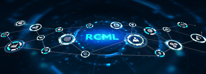 Robot Control Meta Language technology concept. RCML3d illustration