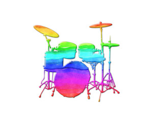 Drummer Musician Drum symbol, LGBT Gay Pride Rainbow Flag icon logo illustration