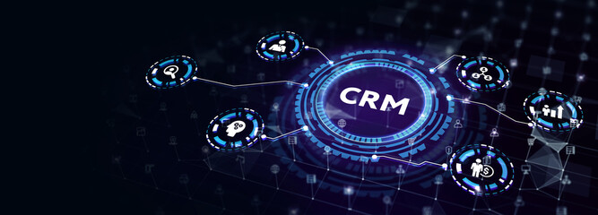 Business, Technology, Internet and network concept. CRM Customer Relationship Management. 3d illustration