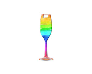 Beer Drink Wine Bar Glass symbol, LGBT Gay Pride Rainbow Flag icon logo illustration