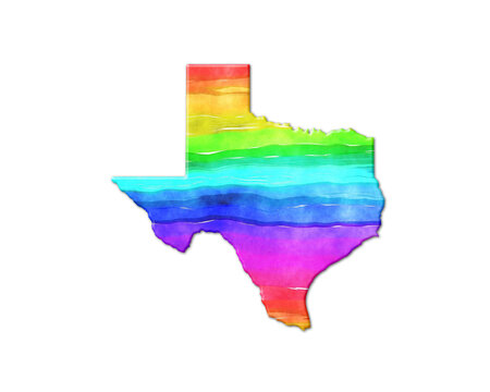 Texas Map USA State symbol, LGBT Gay Pride Rainbow Flag icon logo illustration