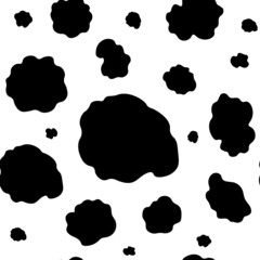 Dalmatian and cow seamless pattern with big  black spots. Animal skin repeat background