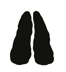 Giraffe foot print in black color. Animal paw step trace