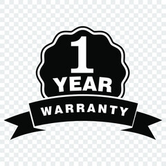 Warranty, 1 year, sticker and label vector